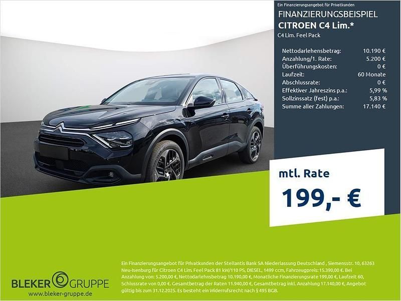 Lackierung schwarz perla nera/typ aussenverkleidung metalliclackierung Gebraucht 2022 Citroën C4 Feel Limousine | 15.390 € (Superpreis) - Bild 1/3