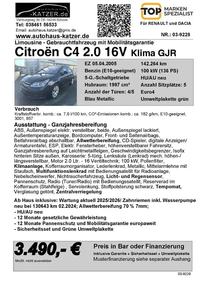 Gebraucht Citroën C4 136 PS (100 kW) 2005 Blau Limousine