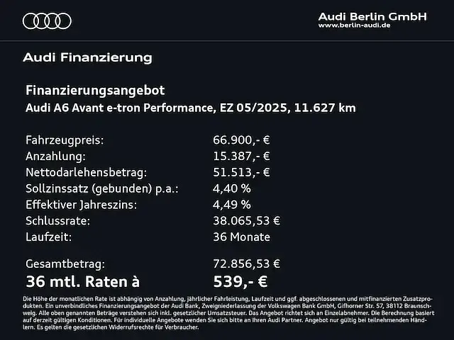 Gebraucht Audi A6 e-tron Performance 269 kW (367 PS) 2025 Taifungrau metallic Kombi