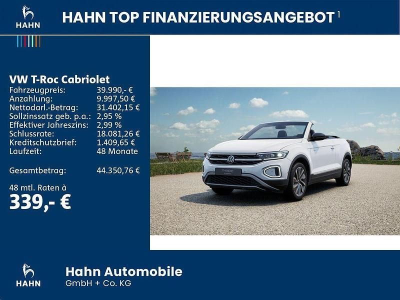 Gebraucht VW T-Roc Cabriolet 150 PS (110 kW) 2026 Pure white uni schwarz Cabrio