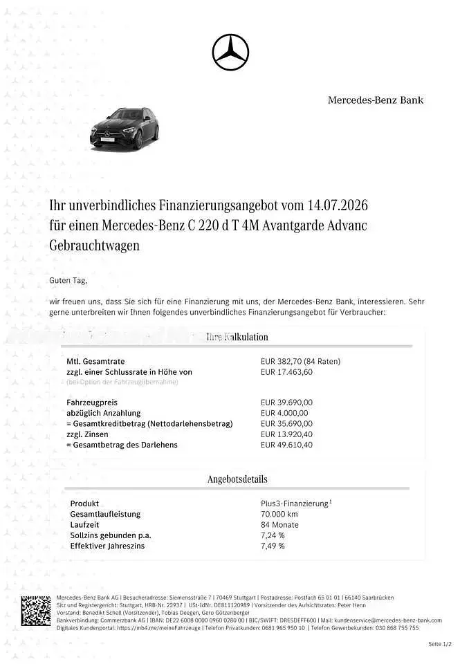 Gebraucht Mercedes C220 AMG line 197 PS (144 kW) 2025 Schwarz  unilack Kombi