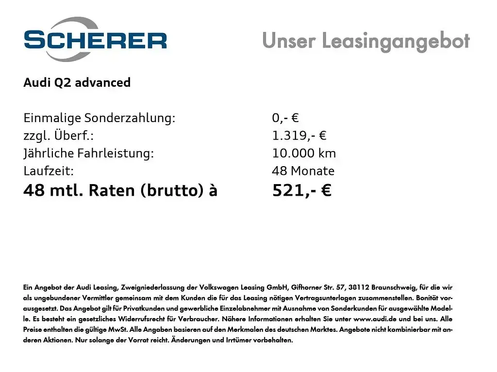 Neu Audi Q2 Advanced Plus 150 PS (110 kW) 2026 Silber SUV