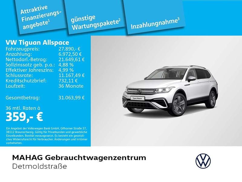 Pure white Gebraucht 2022 VW Tiguan Allspace Elegance SUV | 27.890 € (Superpreis) - Bild 1/2