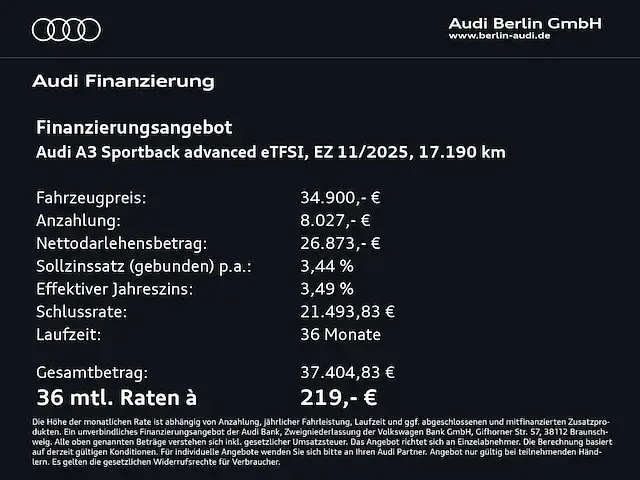 Gebraucht Audi A3 Sportback e-tron Advanced 204 PS (150 kW) 2026 Mythosschwarz metallic Kleinwagen