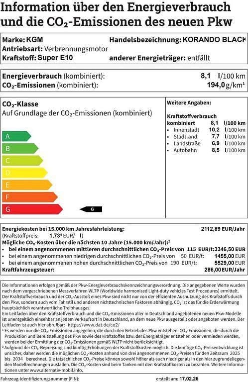 Neu Ssangyong (KGM) Korando 163 PS (119 kW) 2026 Schwarz SUV