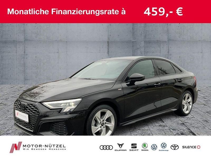 Mythosschwarz metallic Gebraucht 2023 Audi A3 S-Line Limousine | 36.930 € (Teuer) - Bild 1/4