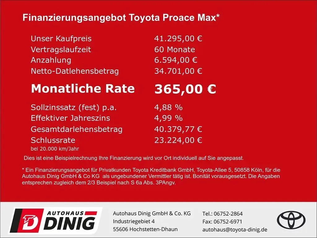 Neu Toyota Proace 179 PS (131 kW) 2026 Weiß Van / Kleinbus