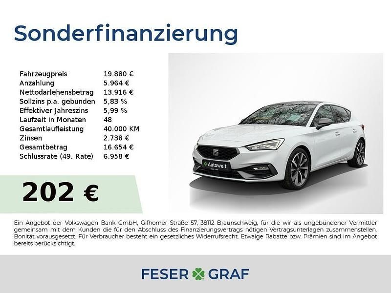 Nevada weiß metallic Gebraucht 2020 Seat Leon FR Limousine | 19.880 € (Fairer Preis) - Bild 1/4