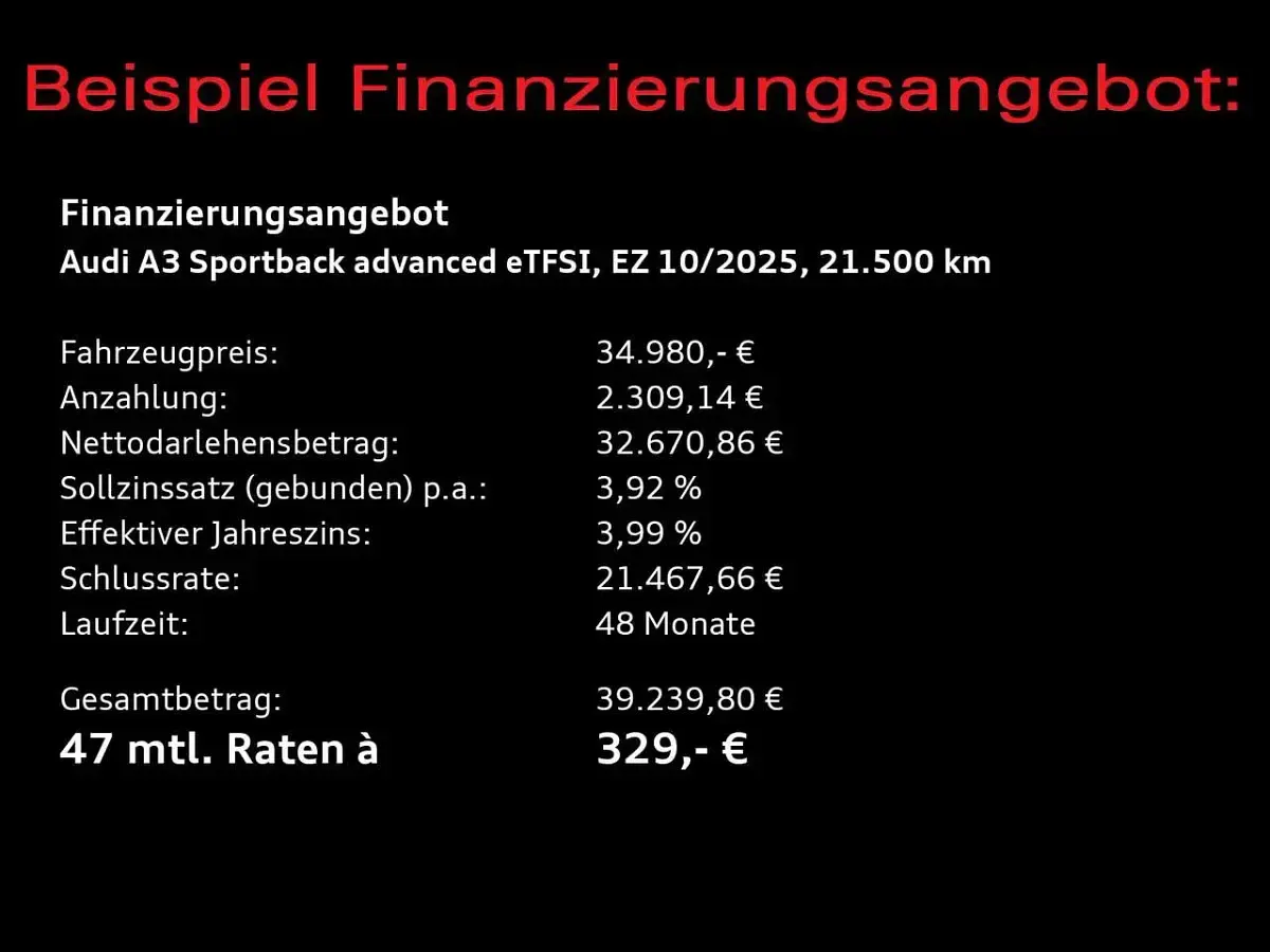 Gebraucht Audi A3 Advanced Plus 204 PS (150 kW) 2025 Mythosschwarz metallic Limousine