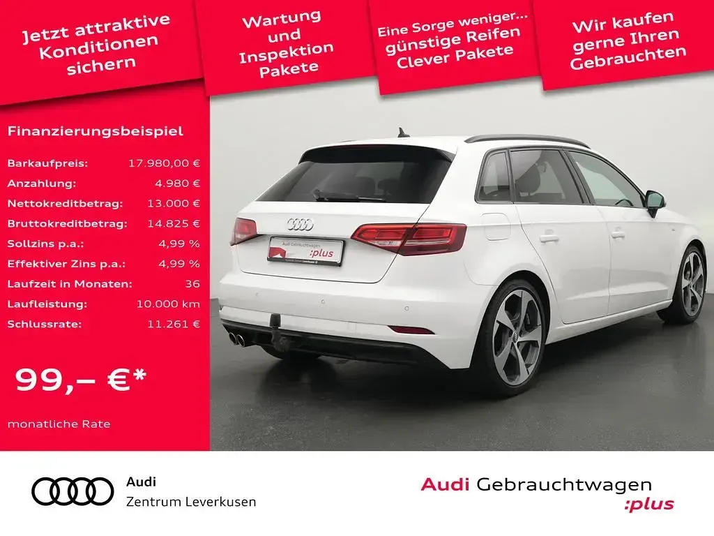 Używany Audi A3 S-Line 150 KM (110 kW) 2019 Biały Sedan/Limuzyna