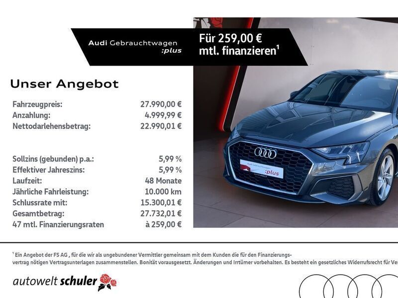 Daytonagrau perleffekt Gebraucht 2024 Audi A3 Sportback S-Line Limousine | 26.890 € (Superpreis) - Bild 1/4