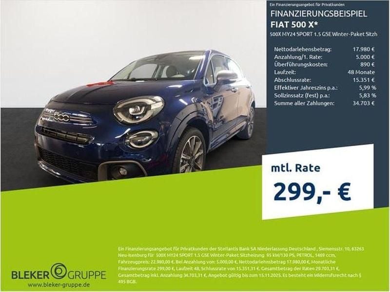 Venezia blau (metallic) Gebraucht 2024 Fiat 500X Sport SUV | 21.980 € (Superpreis) - Bild 1/3