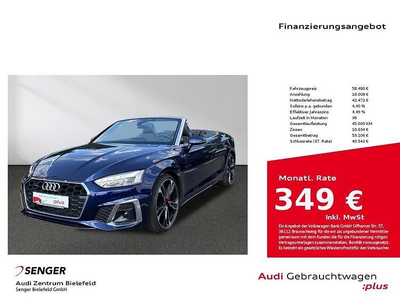 Navarrablau metallic Gebraucht 2024 Audi A5 Cabriolet S-Line Cabrio | 58.480 € (Fairer Preis) - Bild 1/4