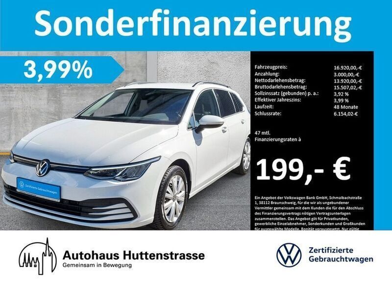 Pure white Gebraucht 2021 VW Golf VIII Life Kombi | 16.620 € (Fairer Preis) - Bild 1/4