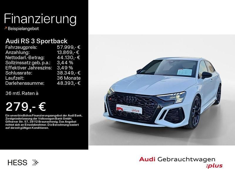 Gletscherweiß metallic Gebraucht 2024 Audi RS3 Sportback Ambiente Kleinwagen | 57.999 € (Fairer Preis) - Bild 1/4