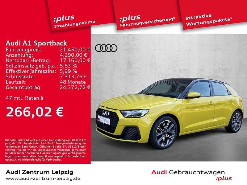 Pythongelb metallic mythosschwarz metallic Gebraucht 2021 Audi A1 Sportback Design Kleinwagen | 21.450 € (Fairer Preis) - Bild 1/3