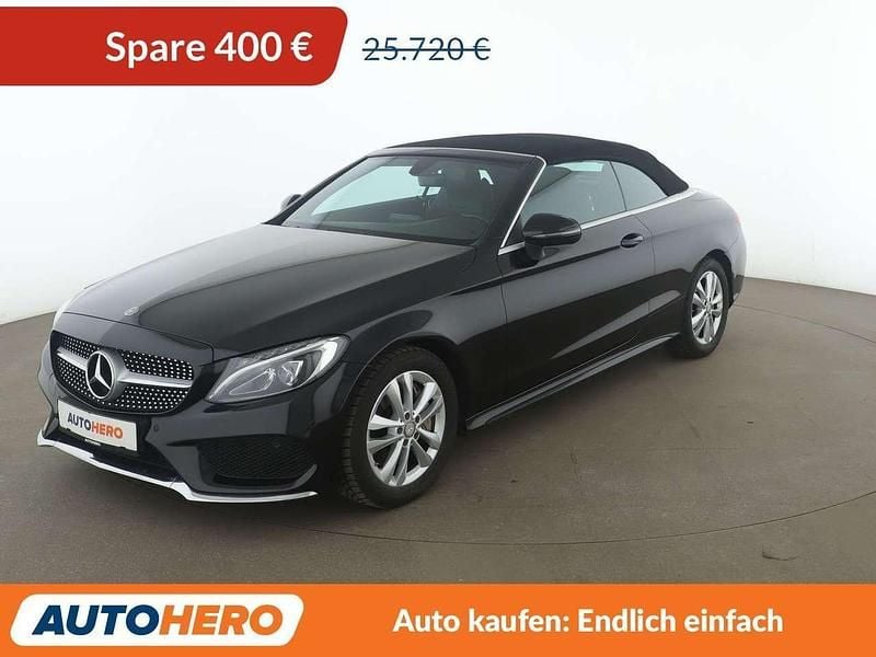 Obsidianschwarz Gebraucht 2016 Mercedes C200 AMG line Cabrio | 25.320 € (Fairer Preis) - Bild 1/3
