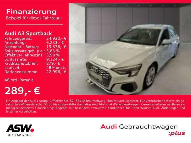 Gletscherweiß metallic Gebraucht 2022 Audi A3 e-tron S-Line Kleinwagen | 24.930 € (Fairer Preis) - Bild 1/1