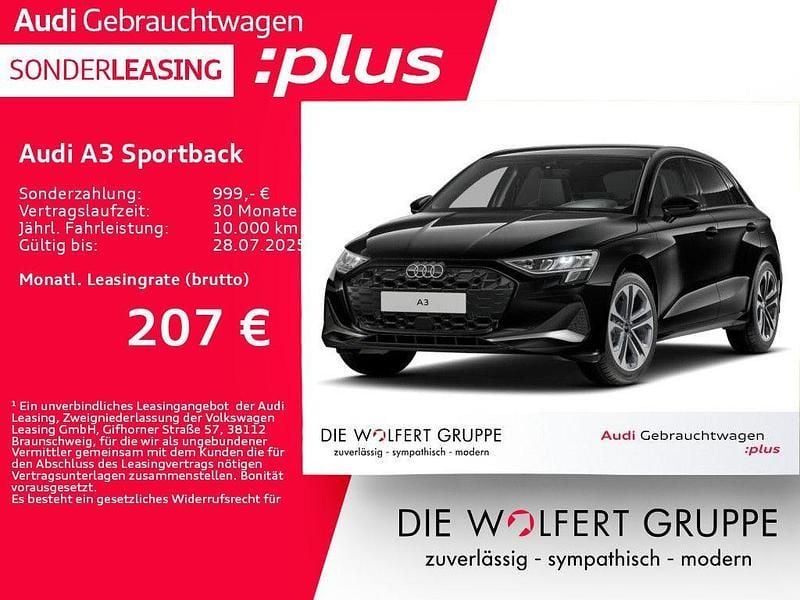 Schwarz Gebraucht 2024 Audi A3 Sportback Advanced Plus Limousine | 32.300 € (Fairer Preis) - Bild 1/4