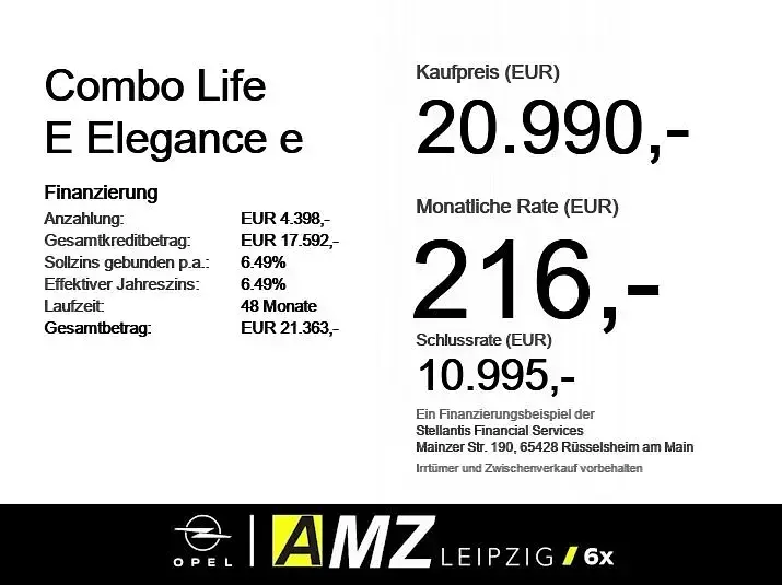 Gebraucht Opel Combo-e Life Elegance 100 kW (136 PS) 2022 Mondstein grau/e:vulkan grau Van / Kleinbus