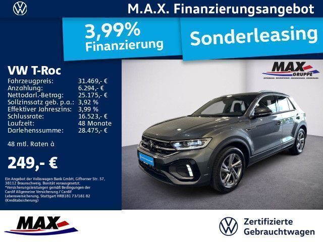Indiumgrau metallic (metallic) Gebraucht 2023 VW T-Roc R-line SUV | 31.469 € (Etwas zu teuer) - Bild 1/3