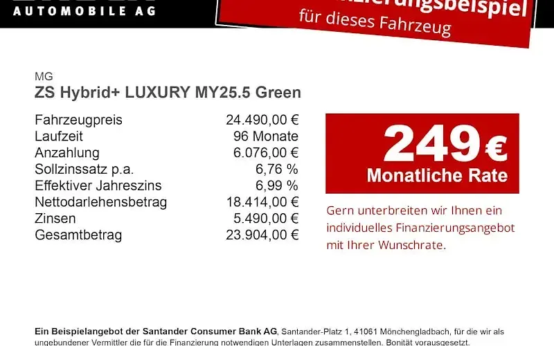 Neu MG ZS Luxury 197 PS (144 kW) 2026 Grün SUV