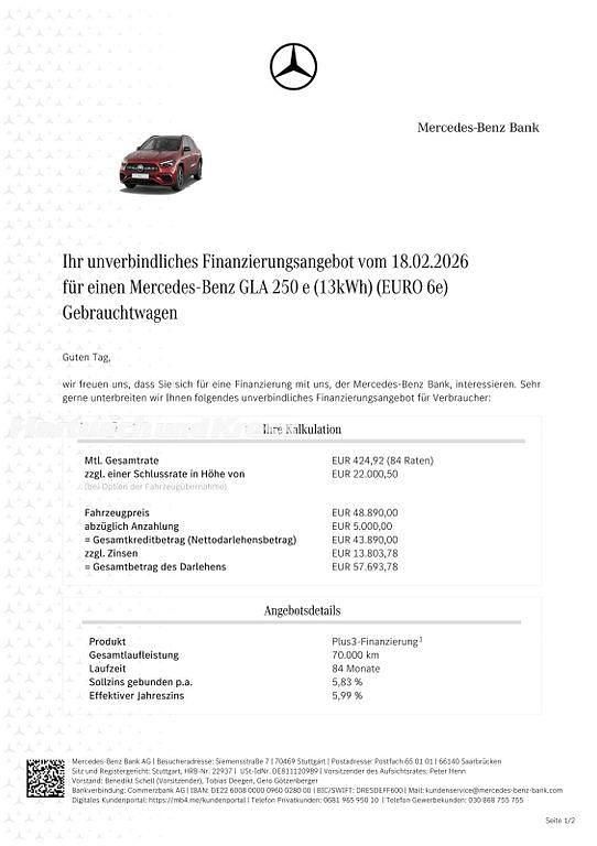 Gebraucht Mercedes GLA250 AMG Line Premium 218 PS (160 kW) 2025 Patagonienrot  lack SUV