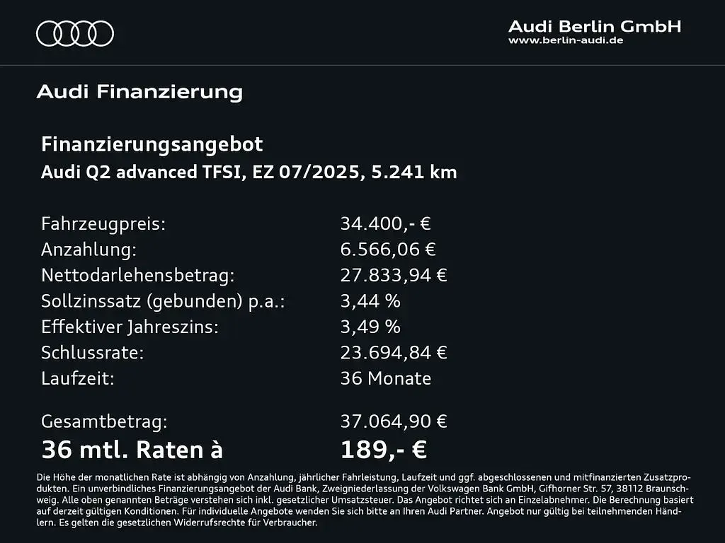 Second-hand Audi Q2 Advanced Plus 150 CP (110 kW) 2025 Argintiu SUV