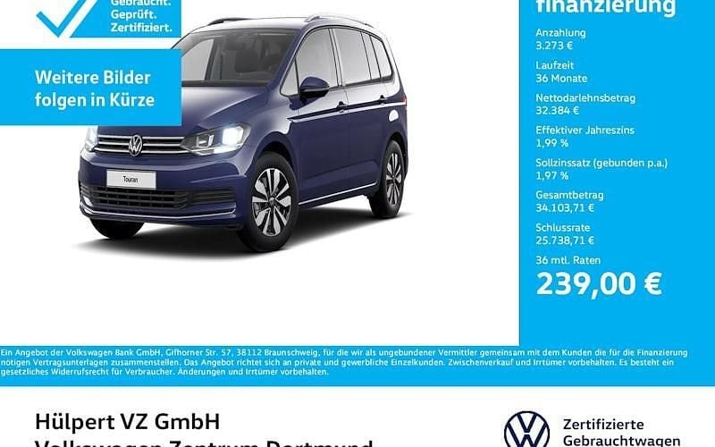 Atlantik blue metallic Gebraucht 2024 VW Touran Move Van / Kleinbus | 35.657 € (Fairer Preis) - Bild 1/4