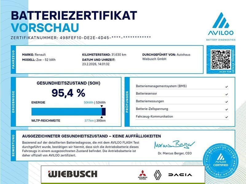 Gebraucht Renault Zoe Experience 50 kW (69 PS) 2021 Quarzweiss Kleinwagen