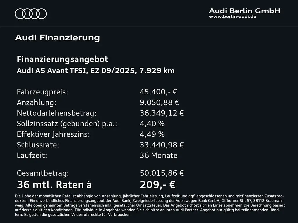 Usata Audi A5 204 CV (150 kW) 2025 Nero Station wagon