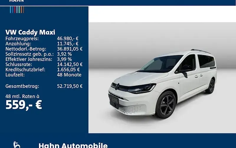 Neu VW Caddy Maxi 122 PS (89 kW) 2026 Weiß Van / Kleinbus
