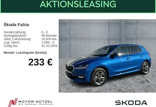 Neu Skoda Fabia Selection 116 PS (85 kW) 2026 Blau Kleinwagen