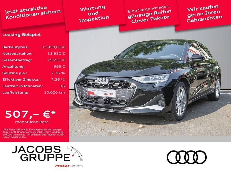 Schwarz Gebraucht 2024 Audi A3 Sportback Advanced Limousine | 33.930 € (Fairer Preis) - Bild 1/4