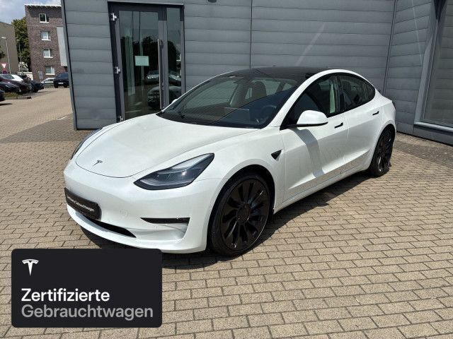 Weiß Gebraucht 2021 Tesla Model 3 Performance Limousine | 29.500 € (Fairer Preis) - Bild 1/4