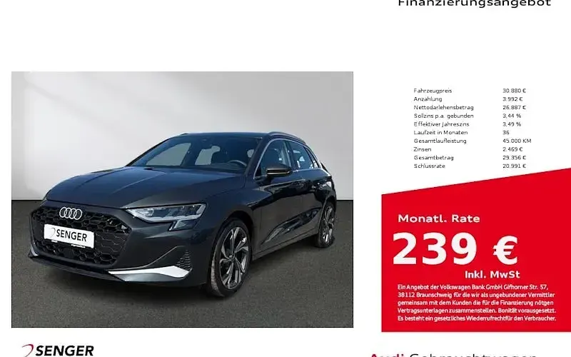 Second-hand Audi A3 Advanced 116 CP (85 kW) 2025 Gri Berlinǎ