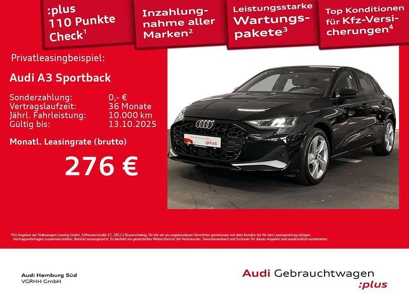 Mythosschwarz metallic Gebraucht 2025 Audi A3 Advanced Plus Limousine | 31.950 € (Fairer Preis) - Bild 1/3