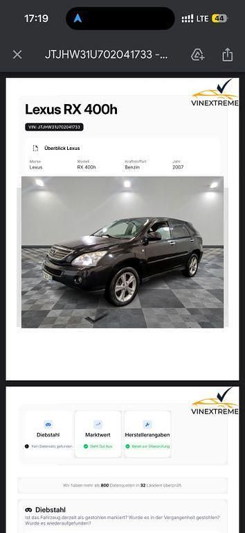 Schwarz Gebraucht 2007 Lexus RX400 Executive Line SUV | 9.999 € - Bild 1/4