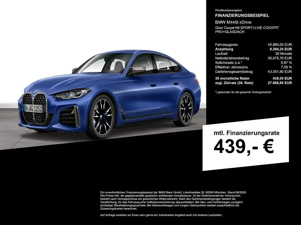 Gebraucht BMW M440 M Sport 374 PS (275 kW) 2022 Portimao blau Coupé