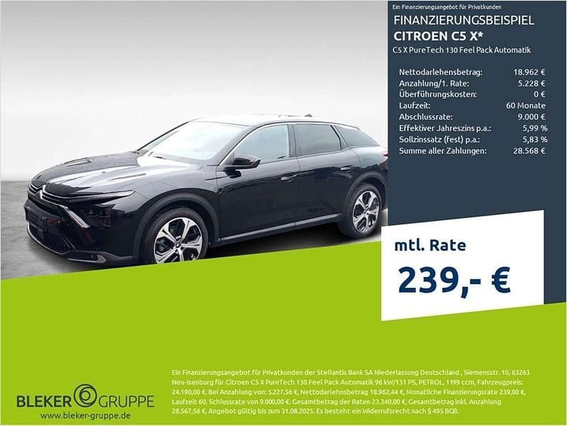 Perlaneraschwarz Gebraucht 2022 Citroën C5 X Feel Limousine | 24.190 € (Fairer Preis) - Bild 1/3