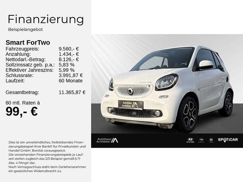 Gebraucht Smart ForTwo Electric Drive Passion 60 kW (82 PS) 2018 Tridionsicherheitszelle weiss Cabrio
