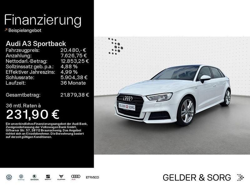 Weiß Gebraucht 2017 Audi A3 Sportback Sport Kleinwagen | 20.480 € (Fairer Preis) - Bild 1/4