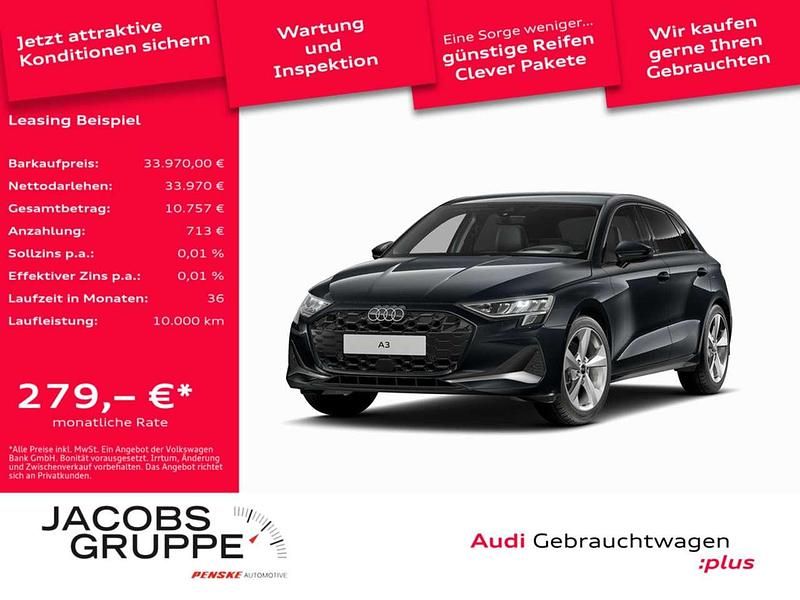 Grau Gebraucht 2025 Audi A3 Sportback Advanced Limousine | 33.970 € (Fairer Preis) - Bild 1/4