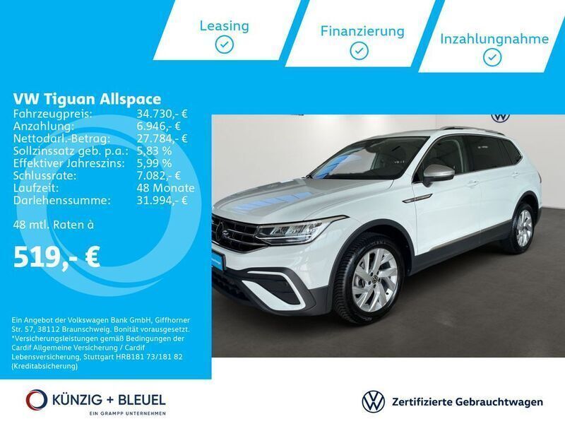 Pure white Gebraucht 2024 VW Tiguan Allspace Life SUV | 34.730 € (Guter Preis) - Bild 1/4