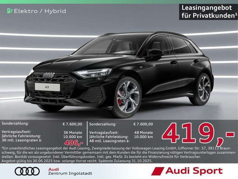 Mythosschwarz Neu 2025 Audi A3 Sportback e-tron S-Line Limousine | 48.750 € (Fairer Preis) - Bild 1/3