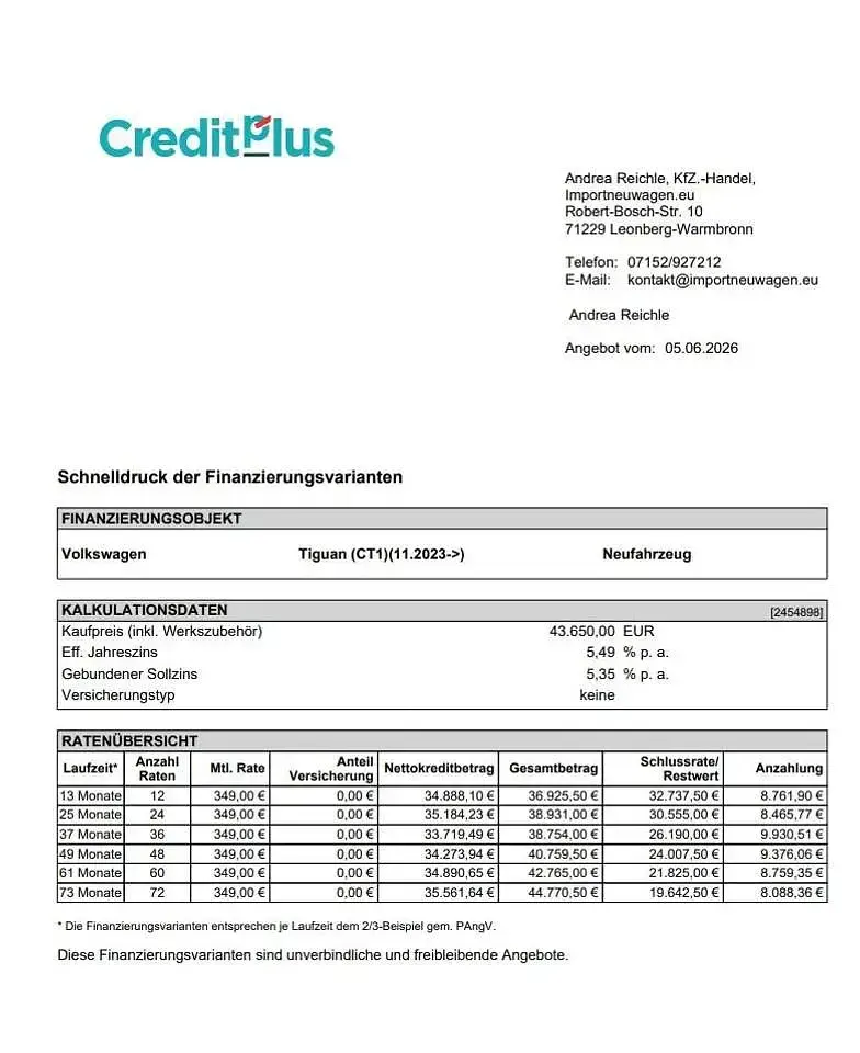 Neu VW Tiguan Life 204 PS (150 kW) 2026 Nightshade blue metallic SUV