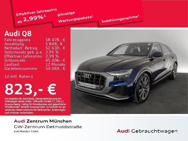 Navarrablau metallic Gebraucht 2021 Audi Q8 Comfort SUV | 59.998 € (Guter Preis) - Bild 1/2