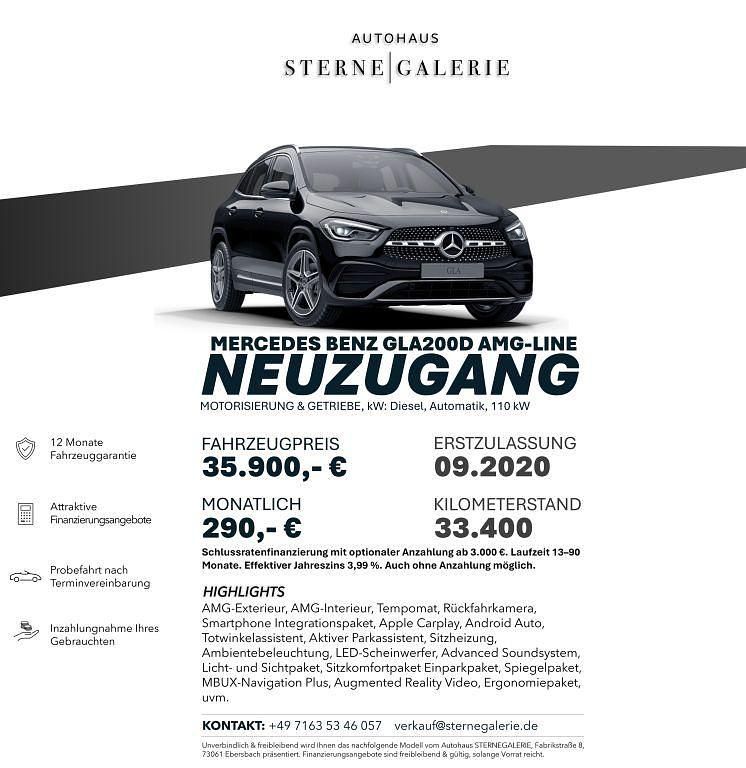 Schwarz Gebraucht 2020 Mercedes GLA200 AMG line SUV | 35.900 € (Etwas zu teuer) - Bild 1/1