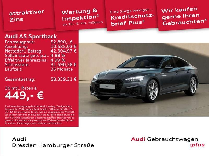 Daytonagrau perleffekt Gebraucht 2024 Audi A5 S-Line Coupé | 52.890 € (Fairer Preis) - Bild 1/3