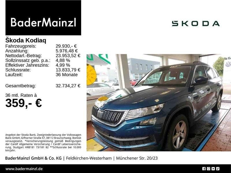 Lavablau metallic Gebraucht 2021 Skoda Kodiaq Ambition SUV | 29.930 € (Fairer Preis) - Bild 1/3